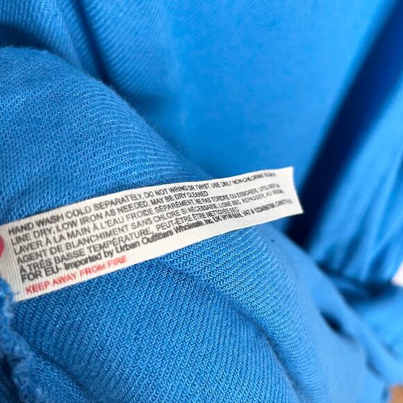 Free People Womens Short Sleeve Midi Dress Medium Blue Slouchy Relaxed Pockets - Picture 5 of 8